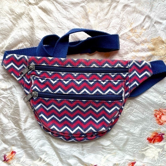 Handbags - Vintage Canvas Red White Blue Fanny Pack
